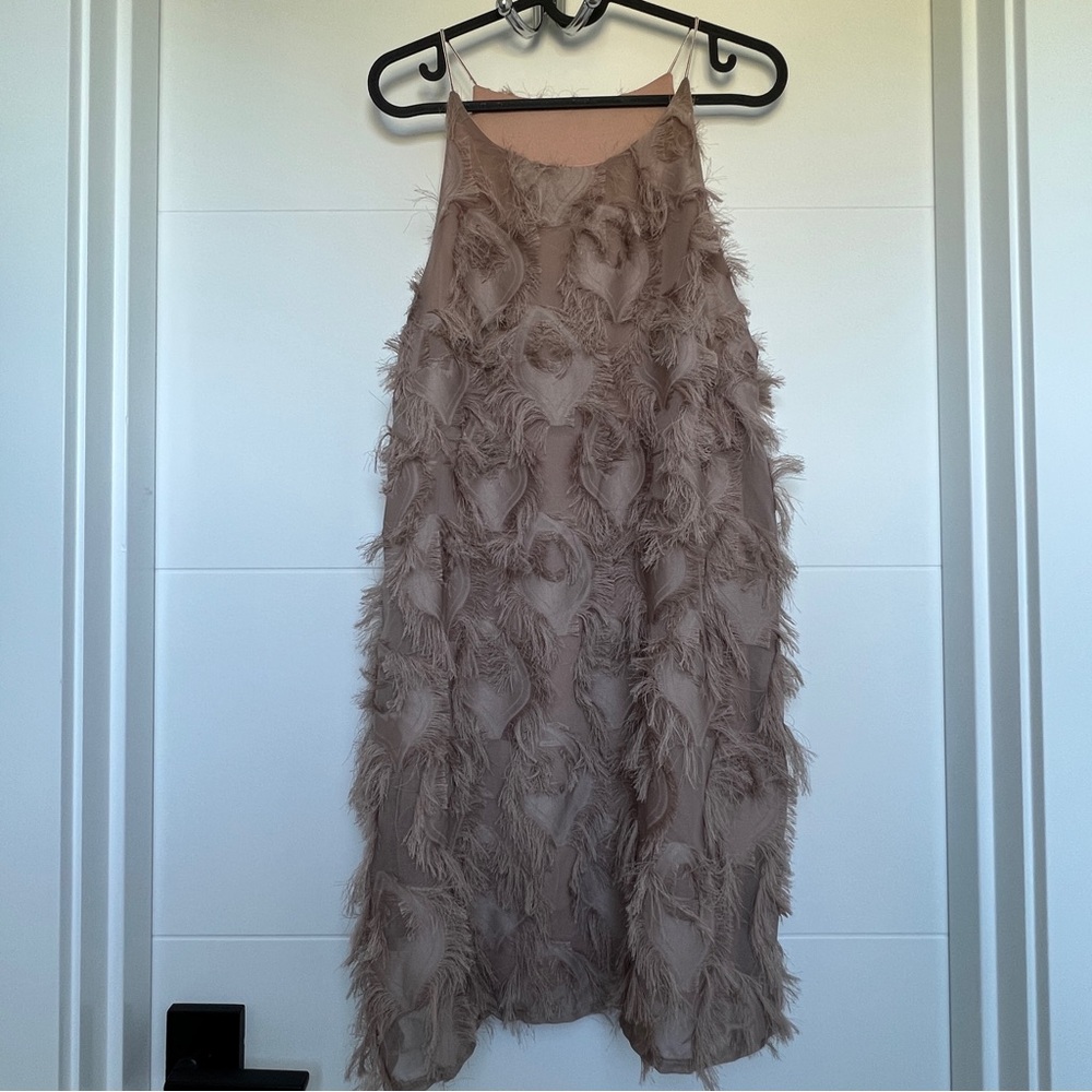 Feather-y Dress in Pinkish Gray